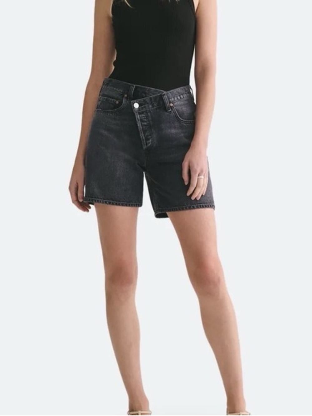 AGOLDE Black Denim Criss Cross Shorts Size 28